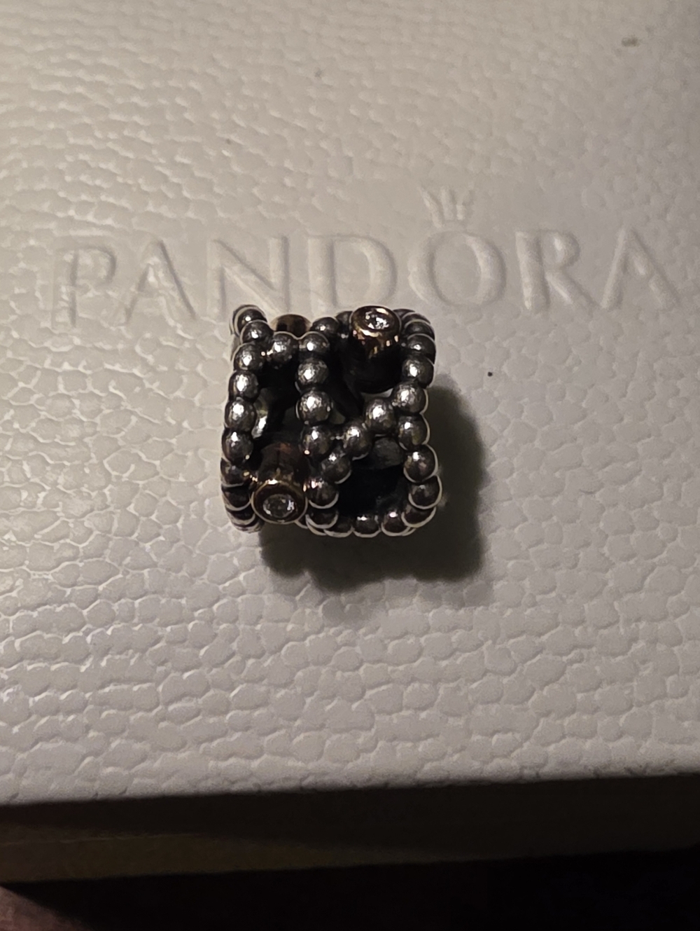 Retired PANDORA DIAMOND DELIGHT - Silver 14K Gold Settings With Real Diamonds - Picture 4 of 8